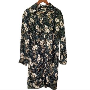 Everleigh green black long sleeve midi dress L NWT